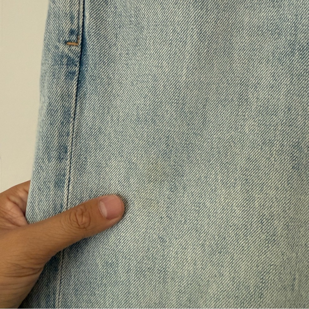 AGOLDE medium light blue wash‎ cotton criss cross fly straight leg jeans - Picture 4 of 6